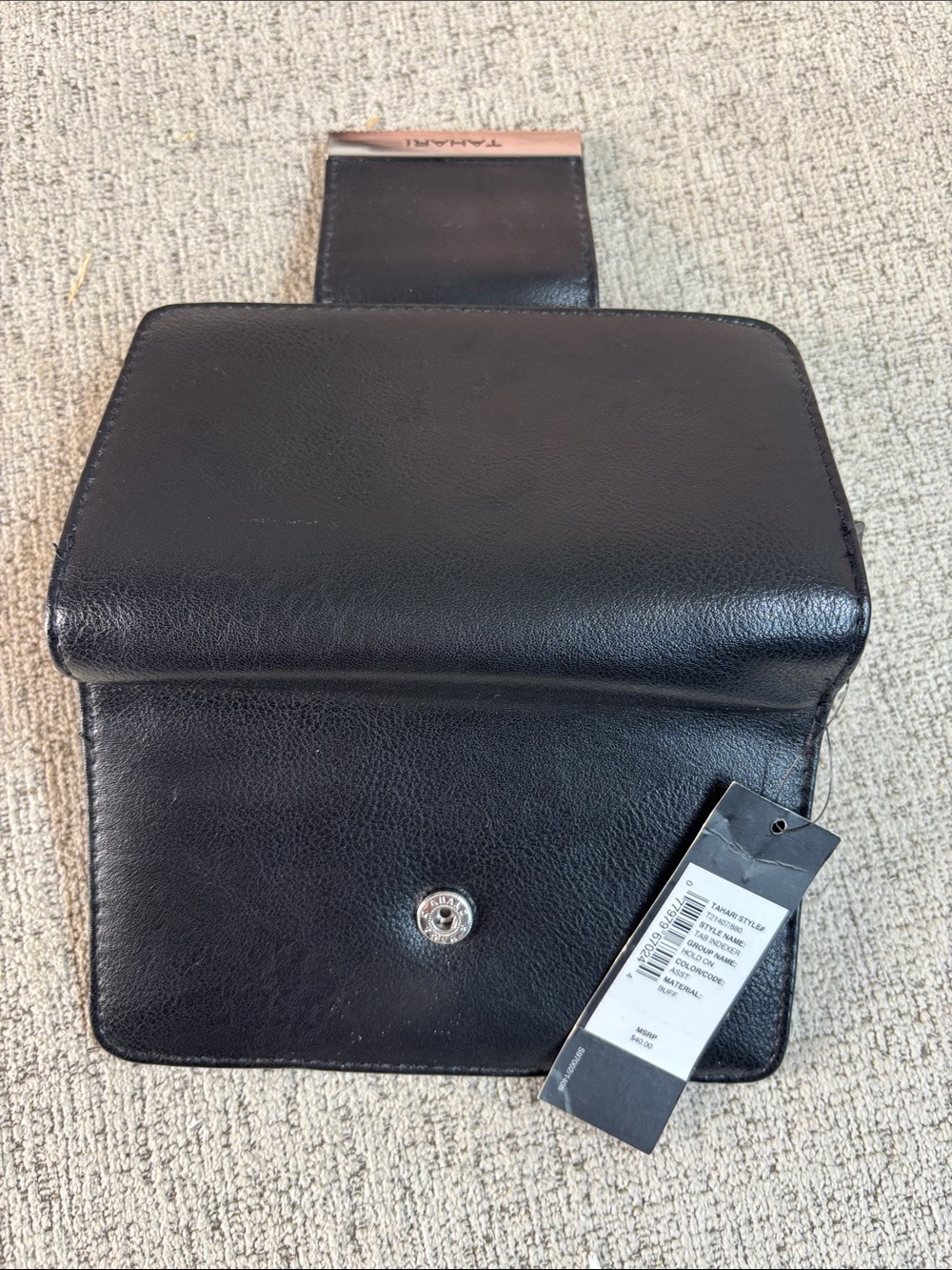 Tahari Black Leather RFID Zip Wallet with Metal Logo - Picture 5 of 9